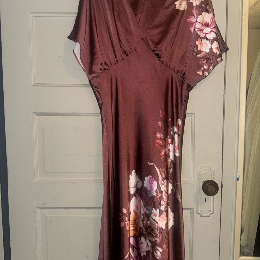 Elegant Floral Satin Dress